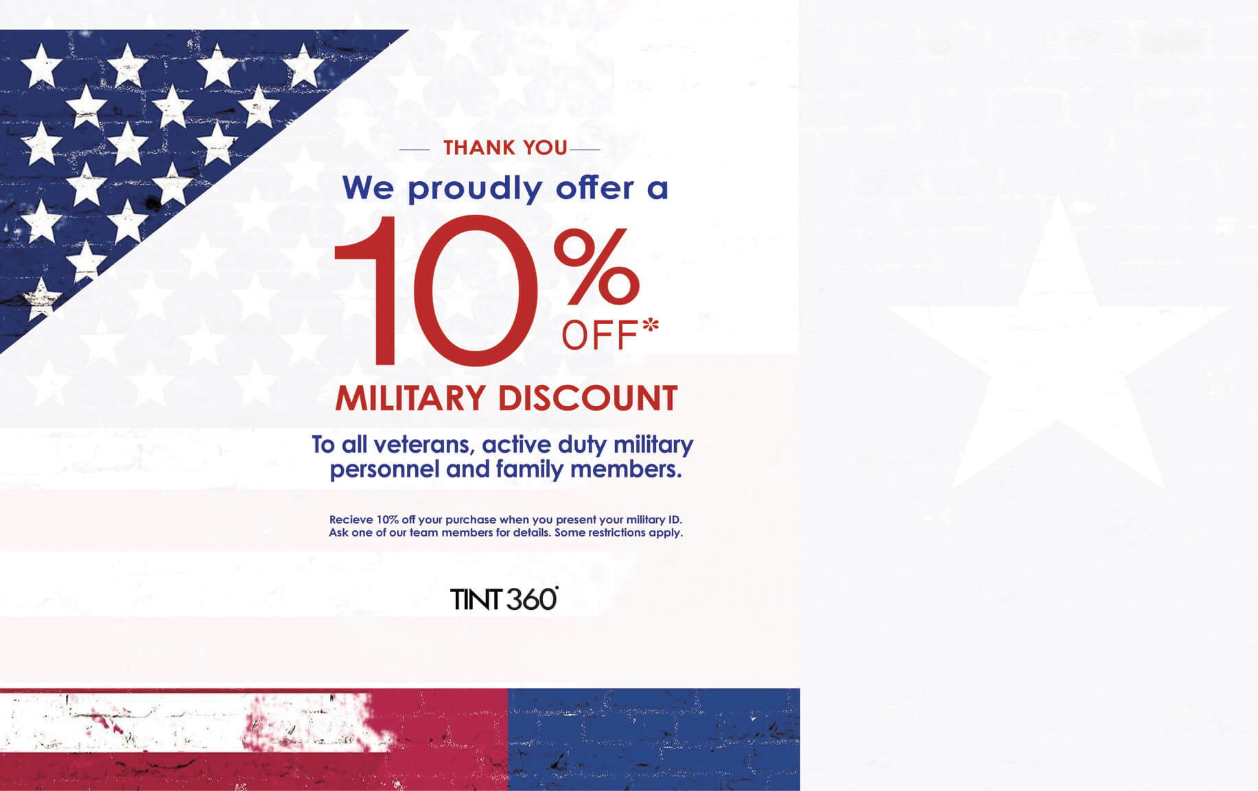 TINT 360 Military Discount - 10% Off